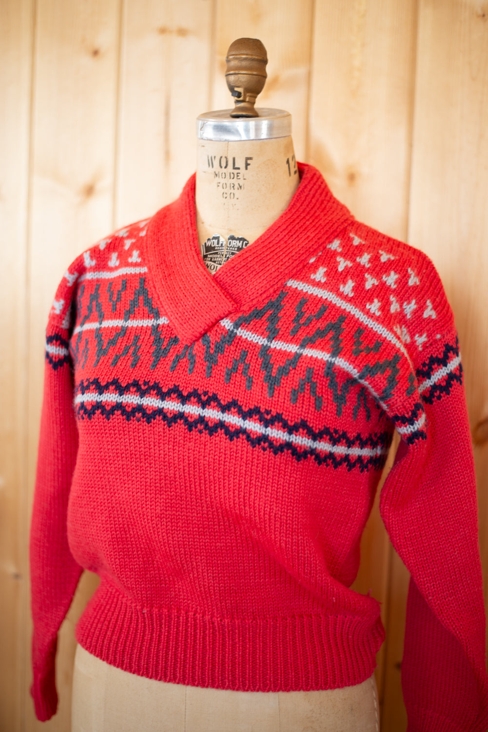 Vintage Red Ski Sweater